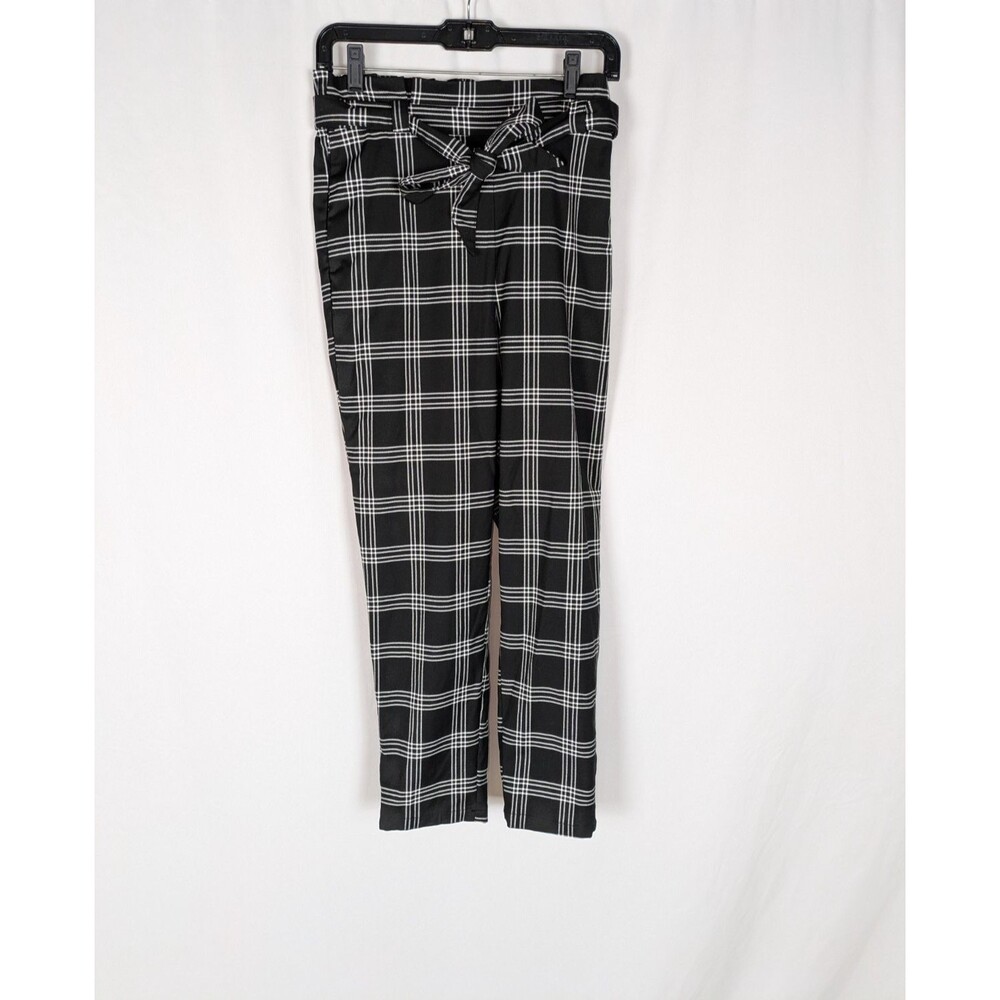 Divided by H&M Women's Plaid Paperbag Waist Tie Front Tapered Ankle Pants 4